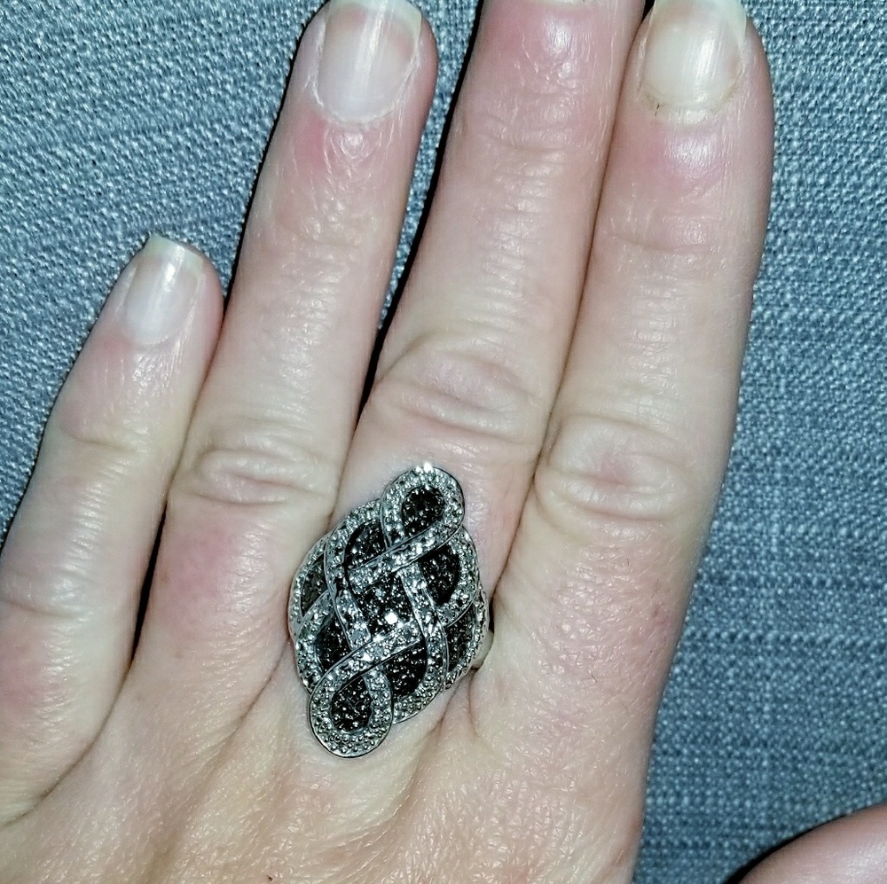 Black and white diamond ring